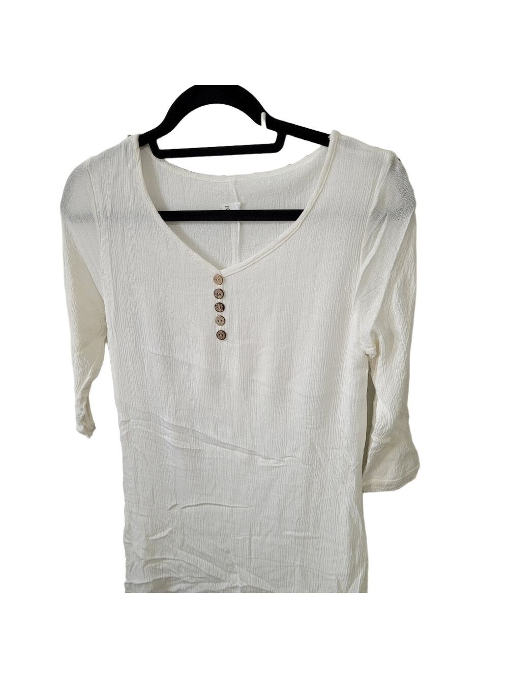 Dayou coastal linen white layered dress, small - Picture 3 of 16